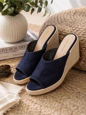 Stuart Weitzman Dark Blue Espadrille Wedges